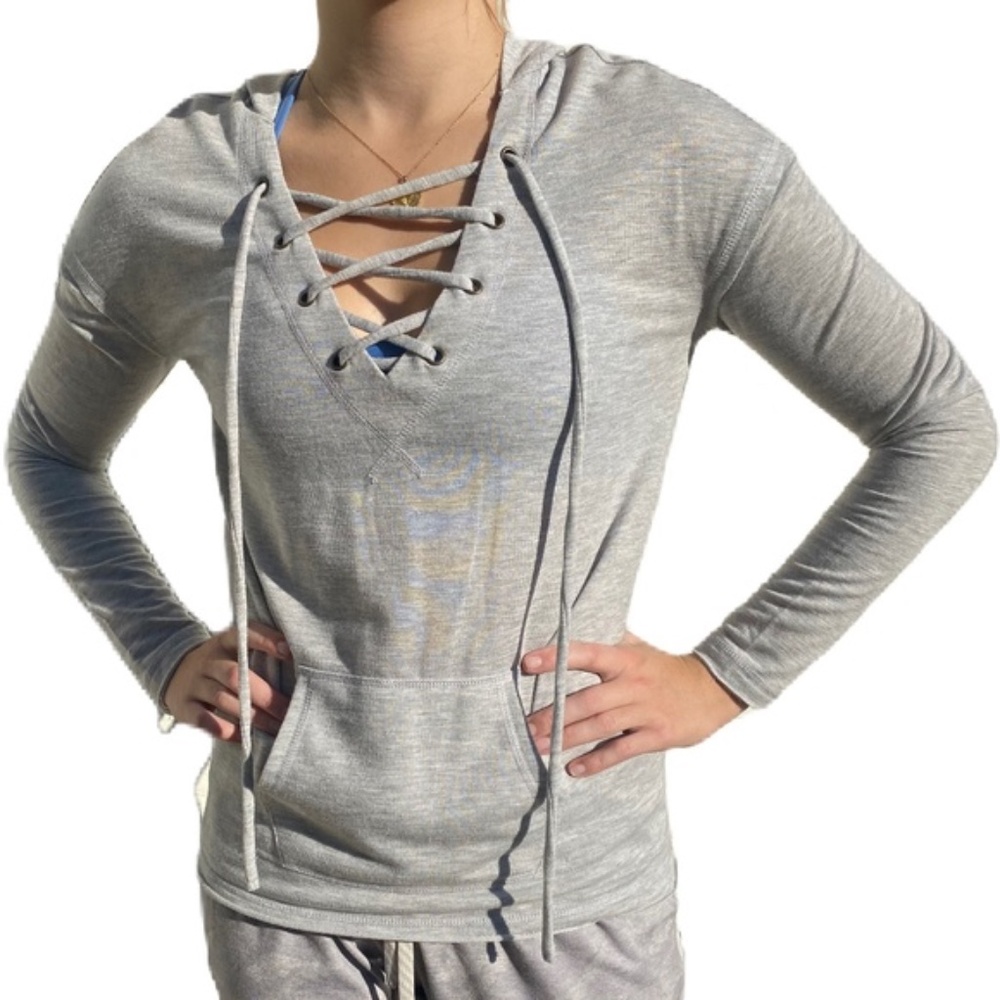 Mossimo Supply Co sweatshirt lace up XS gray